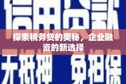 通霄探索税务贷的奥秘，企业融资的新选择
