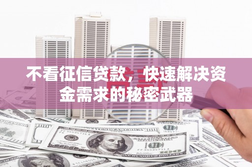 通霄不看征信贷款，快速解决资金需求的秘密武器